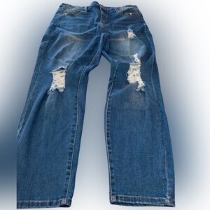 Rue21 Curvy Hi-Rise Ankle Jogging - Size 16 EUC - Dark Wash Distressed